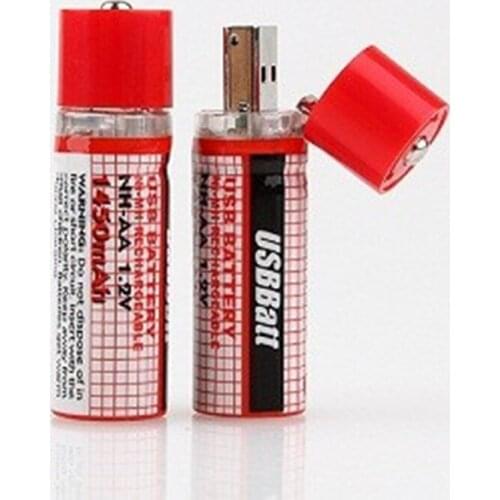 On Promotion New 1.2V 1450MAH 2pcs/lot USB AA Battery Rechargeable Battery AA 1.2V 1450MAH Nimh Battery 1450MAH USB AA Long Life