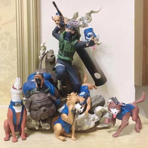 Anime Kakashi Gk Statue Hatake Kakashi With Ninja Dogs Set Pvc 1/6 Collection Model Figure Toys