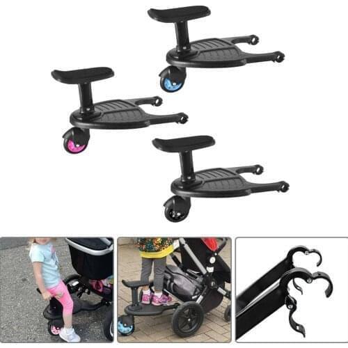 Buggy Wheeled Board Baby Stroller Ride-On Sliding Gliding Stand Board with Detachable Seat Holds 55 lbs