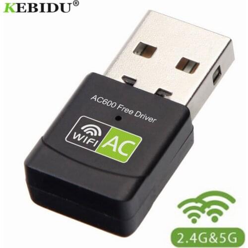 Kebidu USB Wi-Fi Receiver 600Mbps Wireless Adapter AC Dual Band 2.4G USB WiFi Antenna WiFi Adapter Network Card USB Lan Ethernet