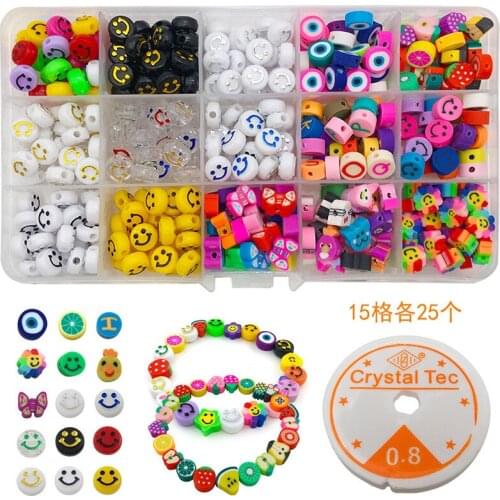370Pcs Resin Mixed Fruit Animal Flower Pattern Clay Spacer Beads for Necklace Bracelet Earring Jewelry Making DIY Accessories