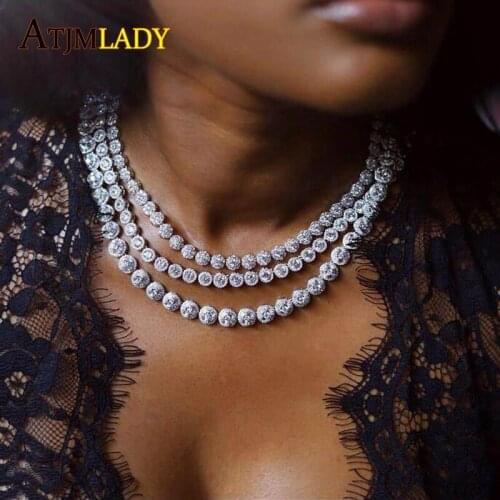 Tennis cz cluster choker necklace tennis chain Iced out bling jewelry sparking 5A CZ wedding gift fashion women luxury necklace