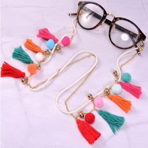 HOT 1PC Fashion Beads Eyeglass Chains With Tassel Metal Sunglasses Reading Glasses Chain Eyewears Cord Holder Neck Strap Rope