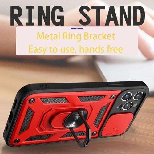 With Ring Stand Case For Huawei Y9 Prime 2019 STK-L21 6.59 Inches Armor Shockproof Phone Shell Slider Protection Camera Cover