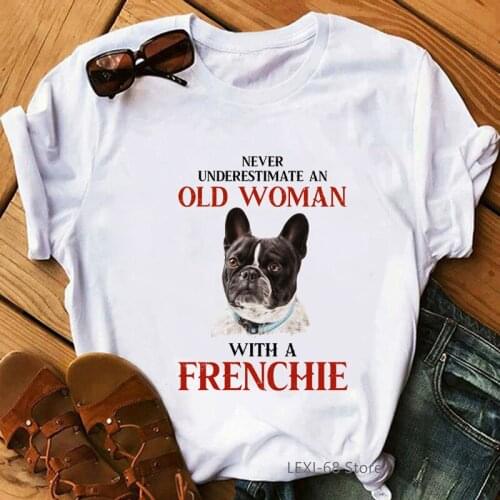 Dog mom t shirt Never Underestimate An Old Woman With A dachshund/french bulldog/black cat/doodle/beagle funny tshirt femme tops