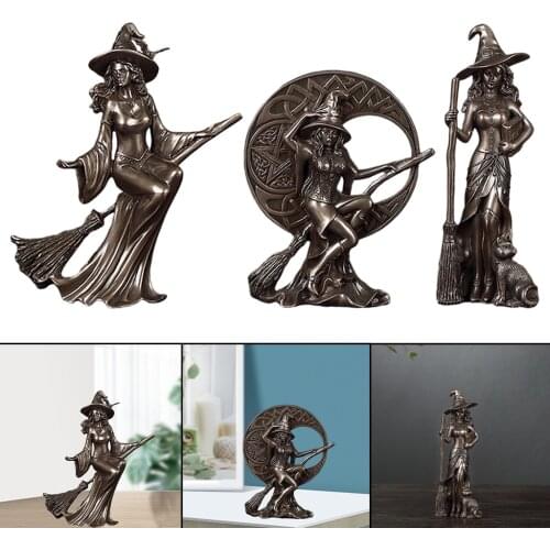 3D Art Witch Pentacle Statue Witchcraft Figurines Women Pentacle Decorative