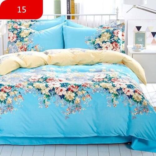 4 Pcs/Set Classic Bedding Set 4 sizes Grey Blue Flower Bed Linen Duvet Cover Set Pastoral Bed Sheet AB Side Duvet Cover 2019 Bed