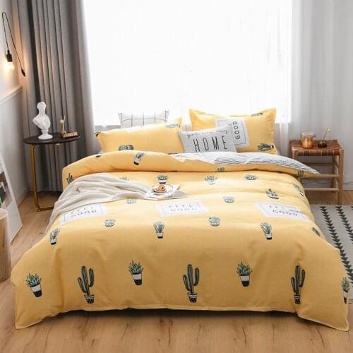 Cactus Bedding Set Yellow Duvet cover Bed Linen Single Queen King Size Bedclothes 3PCS