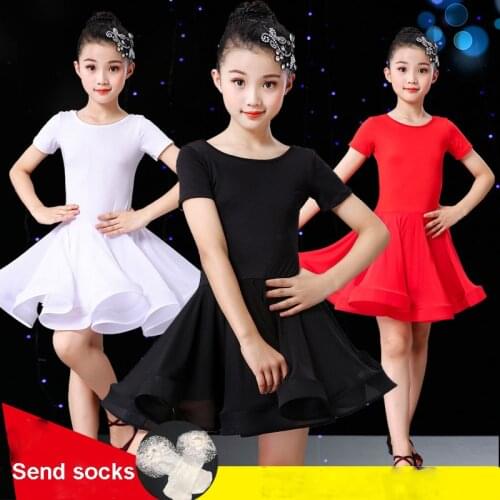 Latin dance costume suit children Latin dance skirt girls summer short-sleeved dance clothes practice clothes Latin performance