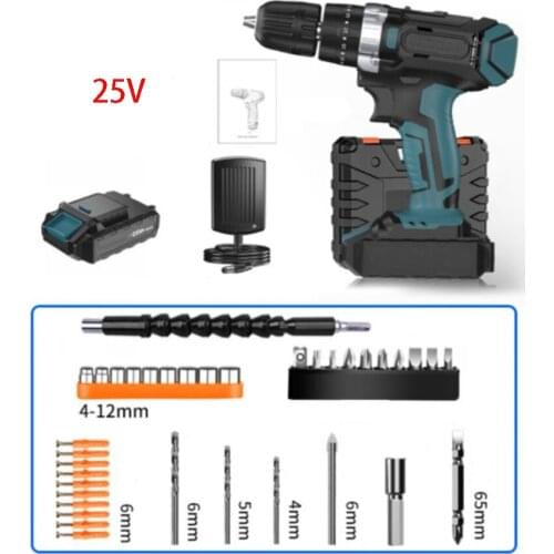 12V 16.8V 25V Lithium two-speed rechargeable electric pistol drill electric drill multi-function household electric screwdriver