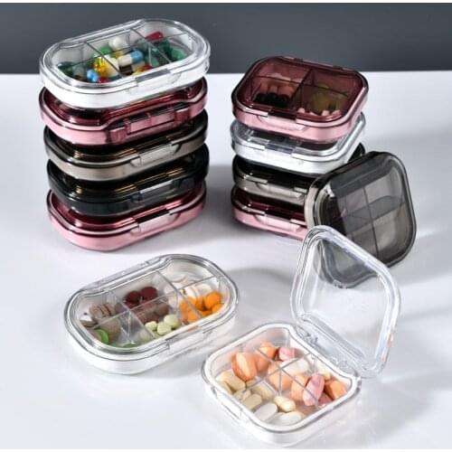 Mini Pill Holder Organizer Case 4/6Grids Pill Box Tablet Transparent Pill Case Dispenser Medicine Boxes Dispensing Medical Kit
