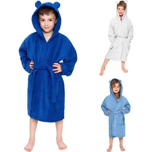 Fashion Toddler Infant Kids Baby Girls Boys Solid Colors Long Sleeve Hooded Plush Warm Soft Fleece Bathrobes Sleep Home Robes#g4