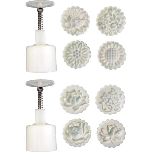 NewPlastic Mooncake Mold 75g Flower Stamp Cookie Cutter Mould DIY Baking Accessories Mid-Autumn Festival