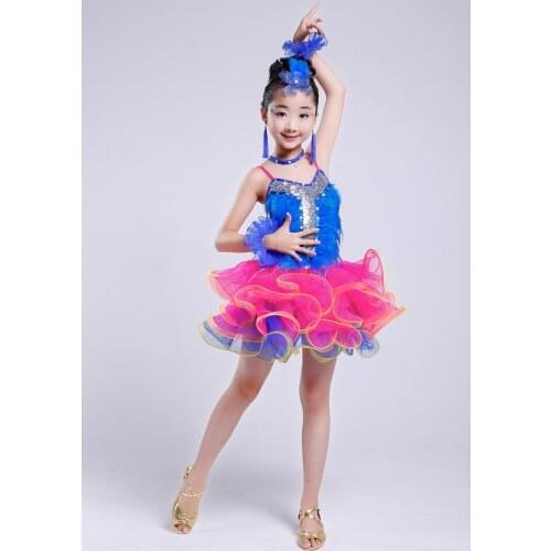 New Design Unequal Glitter Sequined Tassels Halter Latin Salsa Tango Fringe Cocktail Ballroom Dancing Dress Skirts