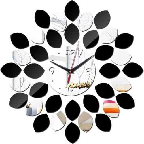New arrival diy wall clocks sticker home decor acrylic mirror surface europe quartz still life stickers art