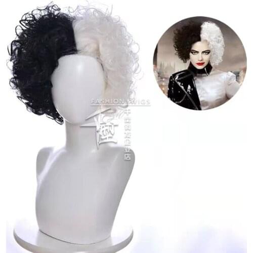 New Cruella De Vil Wig Cosplay Props Halloween Costume for Women