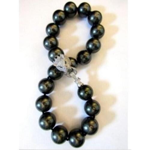 Genuine Selling Huge 20MM Shell Pearl Cubic Zerconia CZ Panther Head Necklace 18"