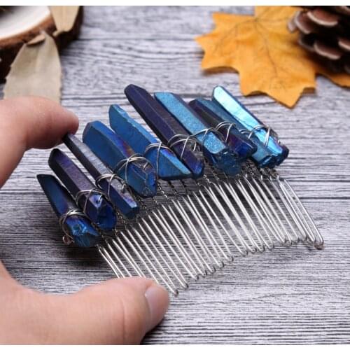 Boho Raw crystal headband witch rainbown crystal headband bridal party hair accessories princess girl honey gift