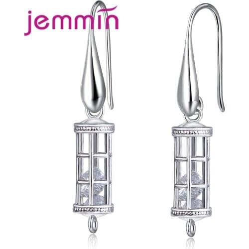 Unique elephone Booth Shape Prevent Allergy 925 Sterling Silver Clasp Earrings Findings Jewelry With Crystal
