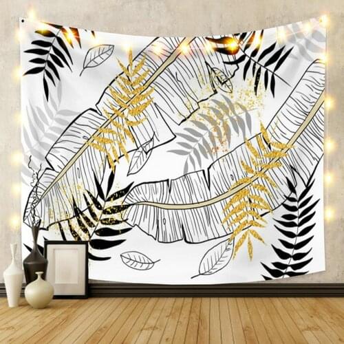 Rainforest Tapestry Bohemia Black and Gray Leaves for Livingroom Photography Wall Decor