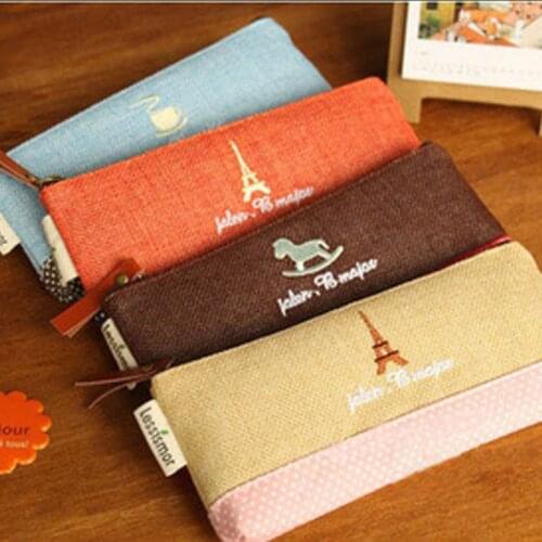Vintage creative Eiffel Tower pencil case school pencil cases for girl stationery pencil bag escolar Office School supplies