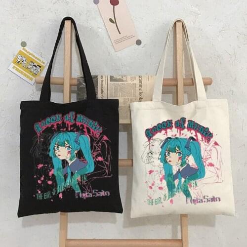 Japanese anime Tomie female bag Harajuku gothic canvas bag cartoon large capacity shopper bag casual fashion shoulder bag
