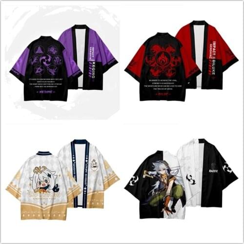 Genshin Impact 3D Printing Japanese Kimono Haori Yukata Cosplay Women/Mens Fashion Summer Short Sleeve Cardigan