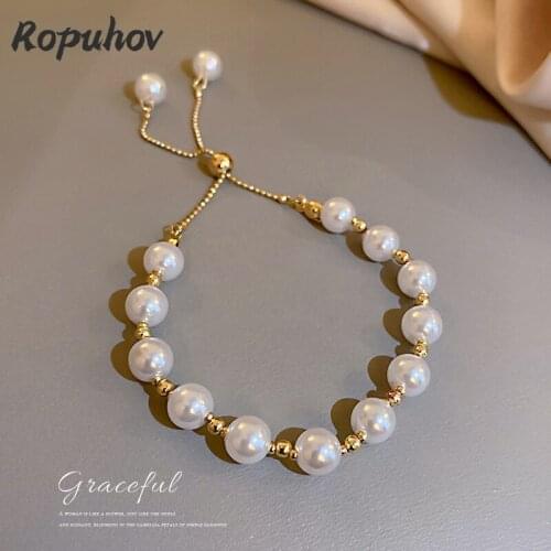 ROPUHOV 2021 New Korean Trendy Simple Adjustable Throttle Su Pearl Bracelet Temperament Joker Fashion Hand Jewelry New Female