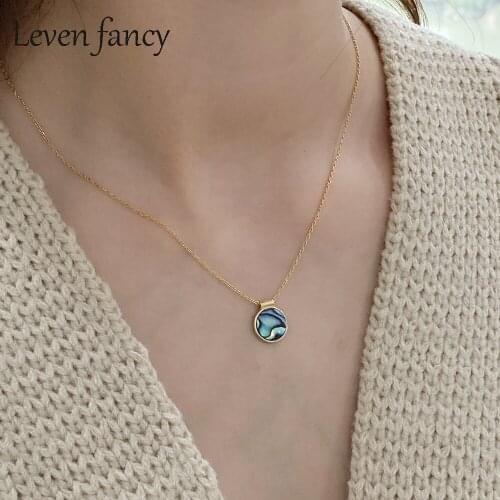 Real 925 Sterling Silver Necklace for Ladies Golden New Zealand Natural Colourful Abalone Shell Choker Necklace Jewellery Gift