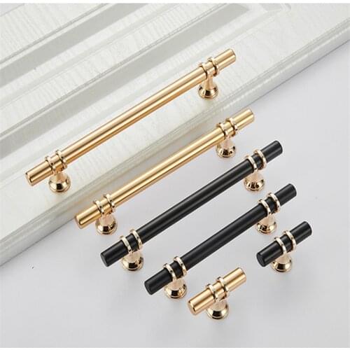 Golden Cabinet Door Handle Modern European Style Black Bathroom Drawer Handle Wardrobe Knobs Furniture Hardware Lengthen