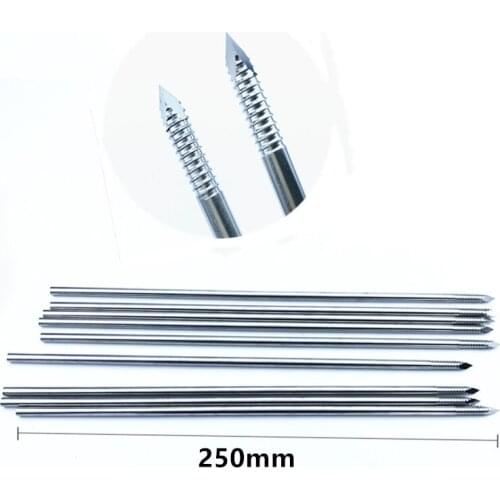 10pcs 0.8mm-6.0x250mm long Stainless steel partial threaded Kirschner wires Instruments