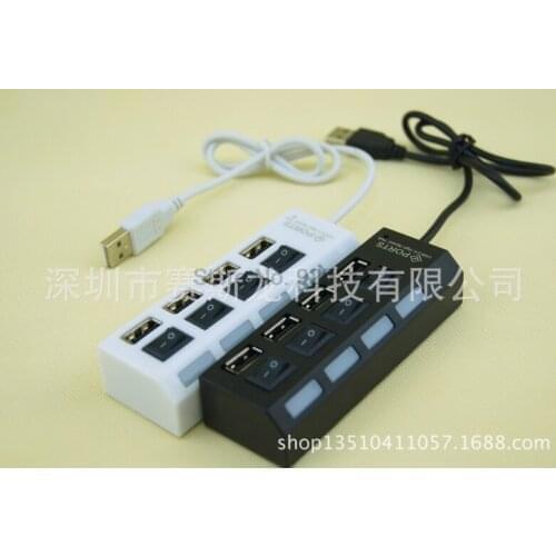 100pcs,USB 2.0 Hub 4 Ports for PC Laptop With on/off Switch BLACK white
