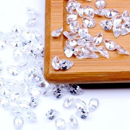 20-100pcs/lot Cubic Zirconia Stone Beads 3x5mm-13x18mm Oval Drop shape Brilliant Shiny CZ Gems DIY Earrings Necklace Bracelet