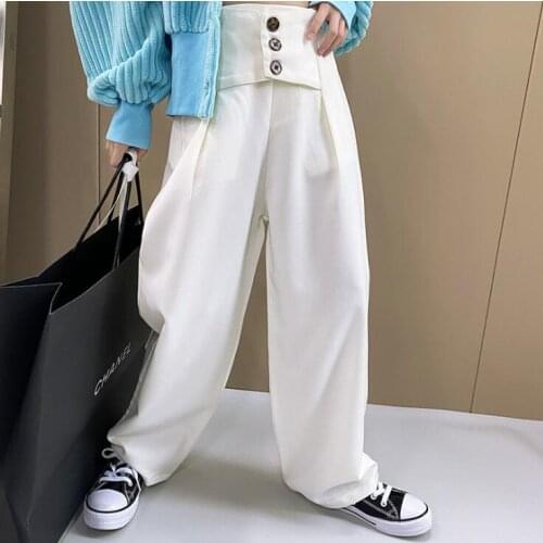2021 new wholesale girls wide pants spring cotton fashion girls pants 6-12t A816