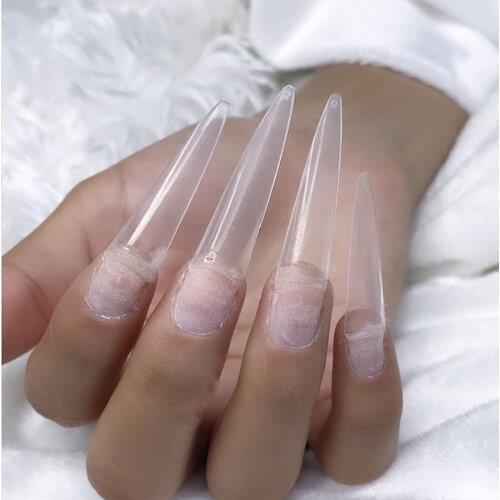 2021 NEW Nail Tips 550Pcs Extreme Pre Pinched Stiletto Nail Tips Clear Ultra-Thin Tapered Tips -10 Sizes Stiletto press on nails