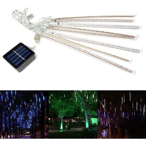 30cm 8 Tubes Waterproof Meteor Shower Rain Solar Power LED String Lights Outdoor