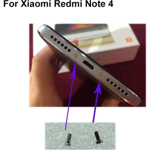 4PCS silver For Xiaomi Redmi Note 4 Buttom Dock Screws Housing Screw nail tack For Redmi Note 4 For Redmi Note4 Mobile Phones