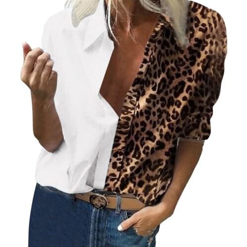 Womens Leopard Print Blouse Long Sleeve Loose Shirt Casual Female Tee T-shirt Loose Woman Shirt Camisetas De Mujer Футболка