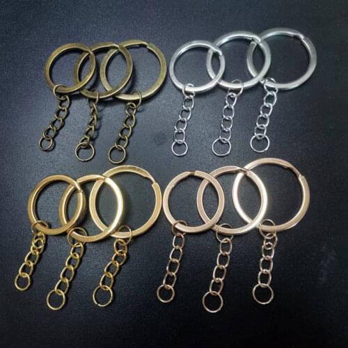 10 pcs/lot Key Ring Key Chain Gold Rhodium Antique Bronze 60mm Long Round Split Keychain Keyrings Jewelry Making Bulk Wholesale
