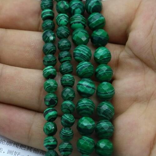 Hot new!Green malachite faceted round shape 6mm 8mm loose beads size optional 15inches DIY stone women jewelry making gift