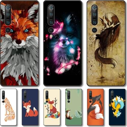 Cute fox Phone Case For Xiaomi MI 11 10 9 5g Lite Ultra Pro Note S Black Shell Cover