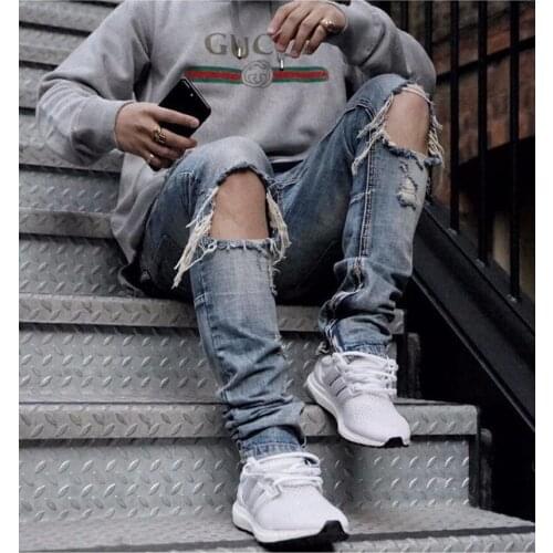 Spring And Summer New Fashion Fashion Men Jeans Pants Slim Hole Shopping Water Zipper Straight Leg Jeans Pants Hot Sale 2021