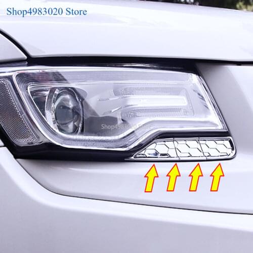 Chrome Car Styling Headlight Wash Trims Eyebrow Cover Overlay Panel 2014 2015 2016 2017 For Jeep Grand Cherokee Accessories