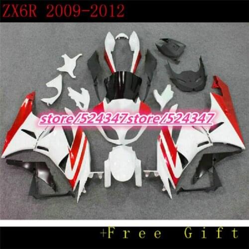 Injection mold Fairing kit for KAWASAKI Ninja ZX6R 636 09 10 11 12 ZX 6R 2009 2012 ABS Red gloss white Fairings set