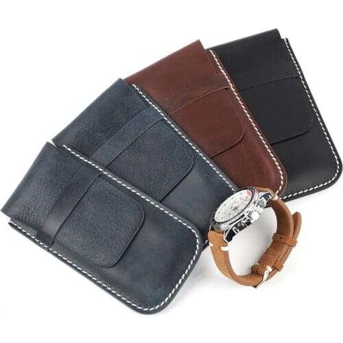 Retro Fashion Leather Watch Box Collection Protection Watch Bracelet Storage Bag Portable Travel Jewelry Case for Women Men