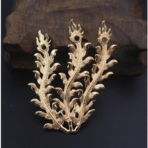 10pc Brass Casted Leaves Branch Flower Feather Ancient Charms for Mori Girl Bridal Wedding Hair Jewelry DIY Accessories Findings