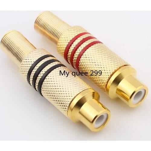 AV plug lotus RCA female head to weld lotus head to connect AV line female to extend socket