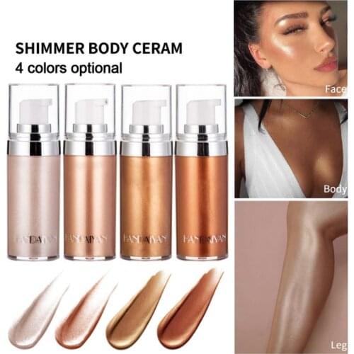 HANDAIYAN Shimmer Metallic Face Highlighter Makeup Body Bronzer Luminizer Face Brighten Contouring Liquid Highlighter Palette