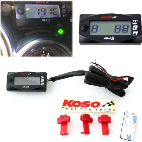 MINI 3 In 1 LED Display KOSO Meter Air Temp+Time+Volt Meter Motorcycle Accessories with Brackets