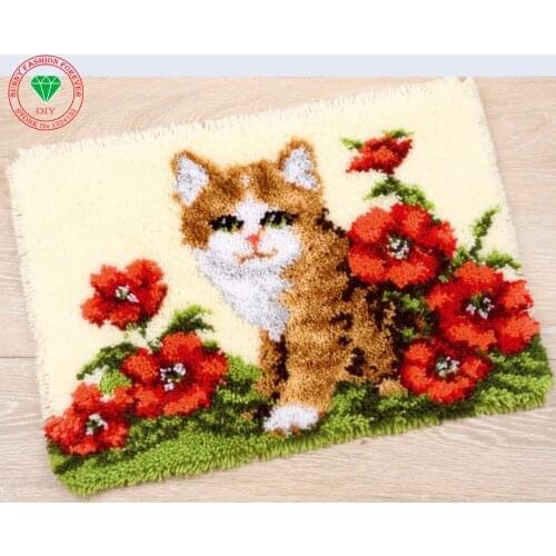 Hobby Needlework Latch hook rug kit Cat carpet Patchwork carpet Knitting cross-stitch Carpet embroidery stitch thread cushion